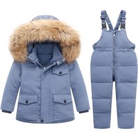 Children's clothing New children's down jacket set, toddler boy's velvet thickened coat, baby girl's winter overalls two-piece set