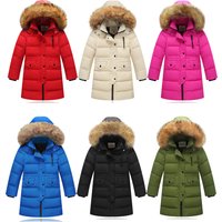 Children's Down Jacket Girls' Medium Length Thick Big Fur Collar Men's Big Children's Coat