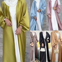 clothing Muslim dress puff sleeves satin Middle Eastern cardigan robe muslim abaya