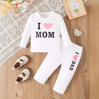 Long Sleeve Top Pants Set Spring Autumn INS Style Letter Heart Print Casual Outfit
