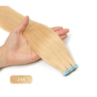 Invisible #24 Blonde Tape in Hair Extensions Straight 100% Real Human Hair Seamless Skin Weft Tape Hair Extension 20pcs/Pack
