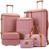 Six Piece PP Trolley Case Explosion Proof Zipper Universal Wheel Suitcase Luggage Storage Box Set