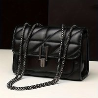 Elegant Women’s Shoulder Bag, Quilted PU Leather, Small Chic Crossbody Bag With Chain Strap, Simple Unique Underarm Fashion Purse