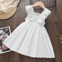 Korean style girls dress foreign trade summer thin vest dress baby girl lace white princess dress