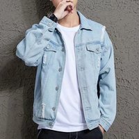 Denim Jacket Distressed Details – Oversized Boyfriend Fit Casual Streetwear Couple Outfit 