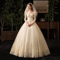 Elegant Long Sleeve Lace Wedding Dress With Princess Sleeves, A-Line Silhouette, And Corset Back – Plus Size Available