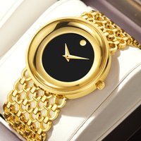 Women's Watches Hot Sale Gold Case Black Face Simple Style New Boxed Watch Remover Ion Gold Plated