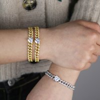 Heart Shaped Zircon Chain Bracelet Diamonds Full Diamond Hip Hop Hip Hop Bracelet
