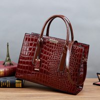 Bags Patent Leather Crocodile Pattern BagFashion Bag Large Bag Tote Bag Handbag Single Shoulder