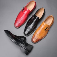 Spring Business Casual Shoes British Pointed Toe Leather Shoes Belt Buckle Trendy Shoes Cross border Generation