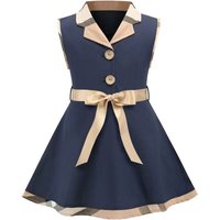 2025 Spring Summer Style Turn Down Collar Sleeveless Pure Cotton Patchwork Tank Plaid Dress