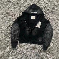 Y2K Gothic Zip Up Hoodie – Streetwear Oversized Pullover Dark Alphabet Print 