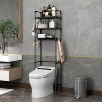 3 Tier Freestanding Toilet Shelf – Sturdy Iron Bathroom Organizer Spray Coated Finish Towels Toilet Paper & Essentials