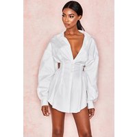 Short skirt pure shirt long sleeved sexy waist covering hip dress