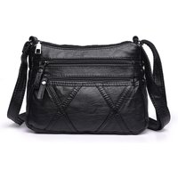 Multi Layer Soft Leather Bag, Middle-aged Women's Crossbody Bag 2024 New Versatile Simple Shoulder Bag, Large Capacity Mother Bag