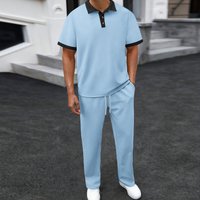 Clothing Jacquard Lapel Matching Short Sleeved Shirt Trousers Casual Sports Suit