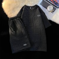 Men's Summer Casual Short Sleeve T-Shirt Set Cool Handsome Sports Leisure High End Wear In Black Gray White