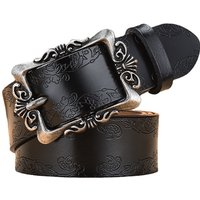 2024 Belt Retro Leather Belt Needle Buckle Embossed Belt Cowhide Korean Version Versatile Pants Belt