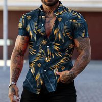 Hawaiian Shirt Printed Short Sleeve Shirt Beach Exclusive Shirt Large