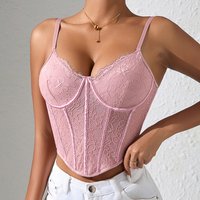 women's clothing lace camisole vest inner wear bottoming top female waist mesh fishbone wrapped chest thin style