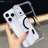 Luxury Magnetic Clear Case Iphone 17 Air 16 15 14 13 12 11 Pro Max Plus Shockproof Soft+Hard Transparent