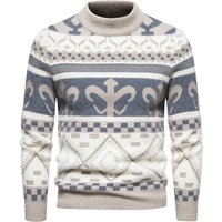 men's sweaters autumn and winter new fashion printed round neck sweaters retro sweaters men's tops