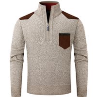 " Fleece Lined Half Zip Knit Sweater – Breathable Thermal Pullover Stand Collar"