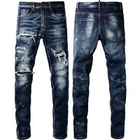 Clothing Foreign Trade Fashion Brand D2 Jeans Style Ripped Patch Retro Casual Versatile Pants 6905