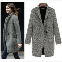 K Fashion Plaid Coat Medium long Plaid Coat