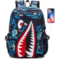 Elementary Bookbag Travel Rucksack Cartoon Shark Print Primary School Student Satchel Backpack Mochila Infantil