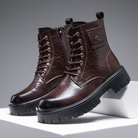 Shoes 2025 Winter Mid Length Workwear British Style Leather Boots Plus Velvet Warm Cotton Boots