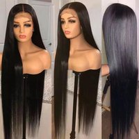 Front lace wig long hair air bangs lace long straight hair chemical fiber wig headgear spot delivery