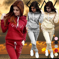 Haruku Religious Symbol Printing Outdoor Casual Hoodie + Fiess Jogging Pants Two Piece Sports Set