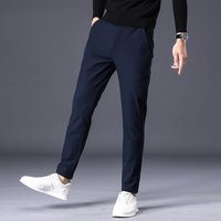 Stretch Nylon Business Casual Trousers Non Ironing Autumn Winter Straight Suit Pants Low Waist Fitness Vintage Style