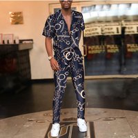 Clothing Summer Sports Short Sleeved + Long Pants Two Piece Casual Suit Hawaiian Beachwear Short Sleeved Shirt