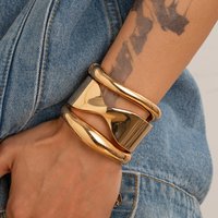 Hip Hop Fashion Metal Bangle Bracelet Spring Open Cuff Smooth Finish Unique Irregular Design & Silver Options