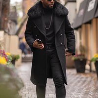 Clothing 25 Casual Woolen Coat Solid Slim Double breasted Coat Wool Collar