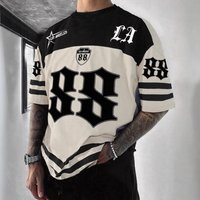 Clothing Summer American Street Style Blocked Short Sleeved Los Angeles No. 88 Number Print Trendy Fashion T Shirt