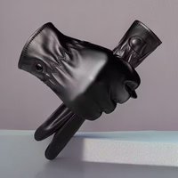 Touch screen PU leather gloves Men’s PU cycling plus fleece warm women’s ski gloves