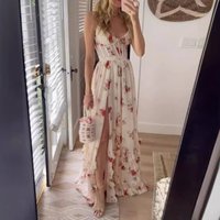Clothing Wrap Chest Print Dress Seaside Holiday Dress