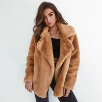 Trendy Winter Faux Fur Collar Coat Oversized Streetwear Jacket Long Sleeves & Stylish Lapel