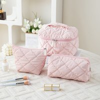 Down Cosmetic Bag Three Piece Set Large Capacity High Value Portable Waterproof Wash Bag Diamond Lattice Cosmetic Storage Bag
