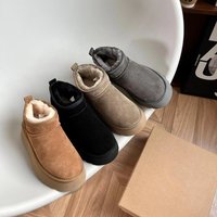 2024 Upgraded Thick Soled High Soled Zhou* Rain Same Style Longfeng Wool Low Cut Straight Snow Boots