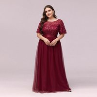 Clothing elegant evening dress sequin embroidery plus party dress mesh large banquet dress