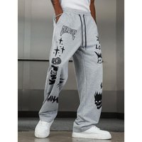 Men's Streetwear Jogger Pants – Loose-Fit Hip Hop Sweatpants With Drawstring (Gray, S-XXL)