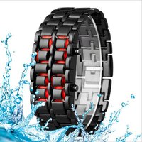 Hot sale alloy lava watch blue light volcano LED bracelet watch cool children’s electronic watch