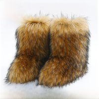 Winter snow boots Women's outer wear warm non-slip cross-border long fur mid-calf raccoon fur y2g fur boots