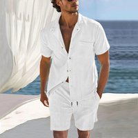 Clothing 2024 casual comfortable button lapel shirt short sleeved shorts suit
