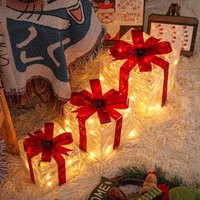 Christmas Gift Box LED Decor Set โ 3-Piece Holiday Light Kit With 8 Lighting Modes (IP44 Waterproof, CE Certified, Red/Green/Silver Color Options)โ