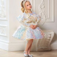 princess dress fluffy yarn model catwalk evening dress flower dress small host colorful performance costume